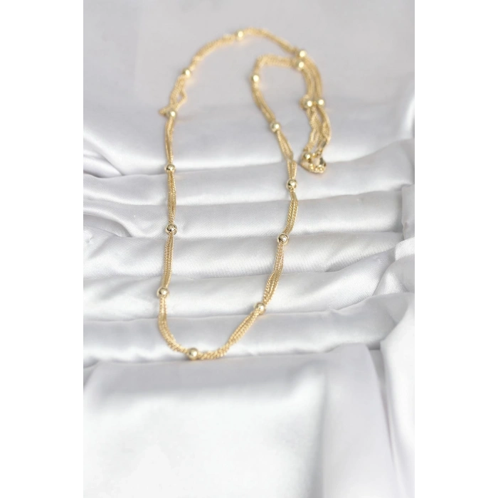 VipMarketim CM 14K Gold Renk Topçuk Model 60 cm Kadın Kolye 5886
