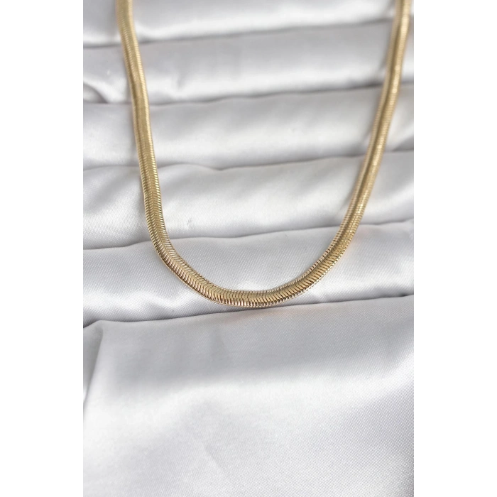 VipMarketim CM 14K Gold Renk Yassı Yılan Zincir Model 45 cm Kadın Kolye 5886