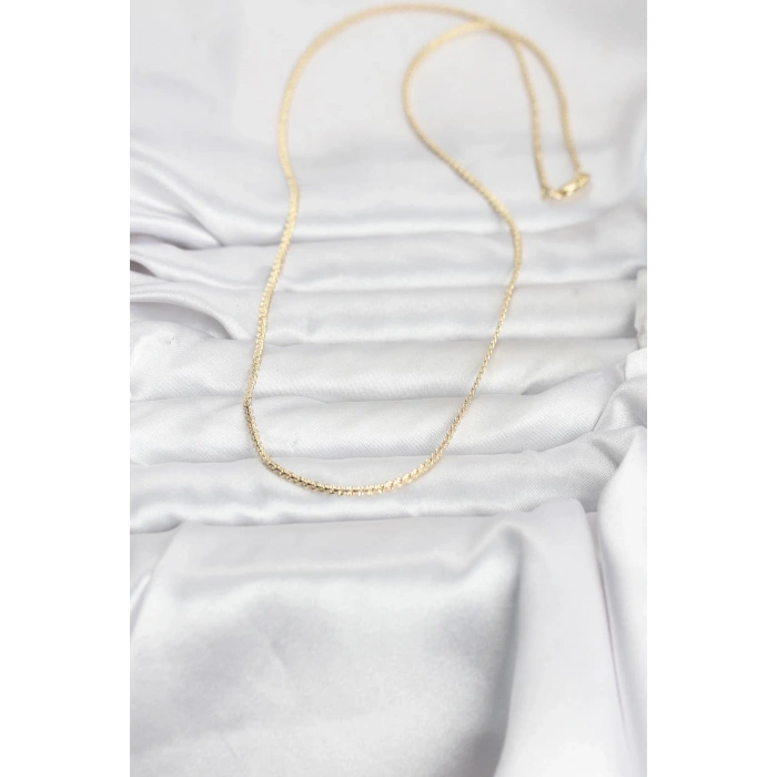 VipMarketim CM 14K Gold Renk Yassı Zincir Model 60 cm Kadın Kolye 5886