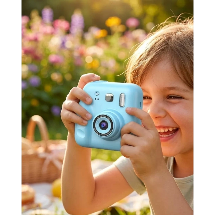 VipMarketim Çocuk Kamera Anında Baskı Özellikli 4 Rulo Kağıt ve 5 Kalem Hediyeli