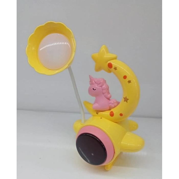 VipMarketim Çocuk Odası Ay ve Unicorn Desenli Gece Lambası