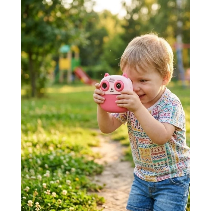 VipMarketim Çocuklar İçin Anında Baskılı Kamera 6 Renk Kalem 5 Rulo Kağıt Hediyeli Eğitici Eğlenceli Fotoğraf Makinesi