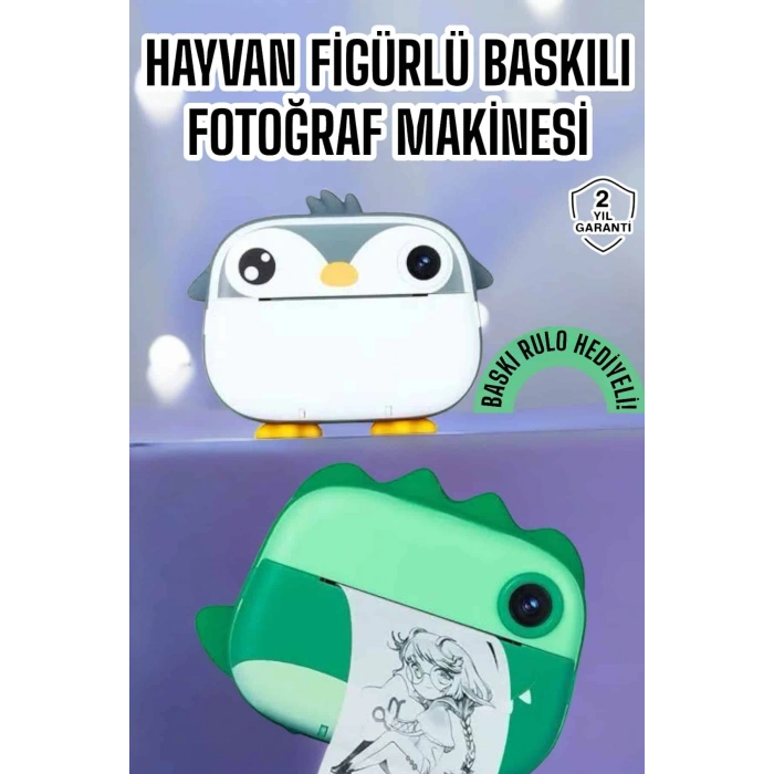 VipMarketim Çocuklar için Fotoğraf Makinesi Anlık Baskı Makinesi HD Görüntü Kalitesi