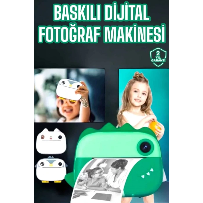 VipMarketim Çocuklar İçin Özel Fotoğraf Makinesi Printer Kamera Taşınabilir HD