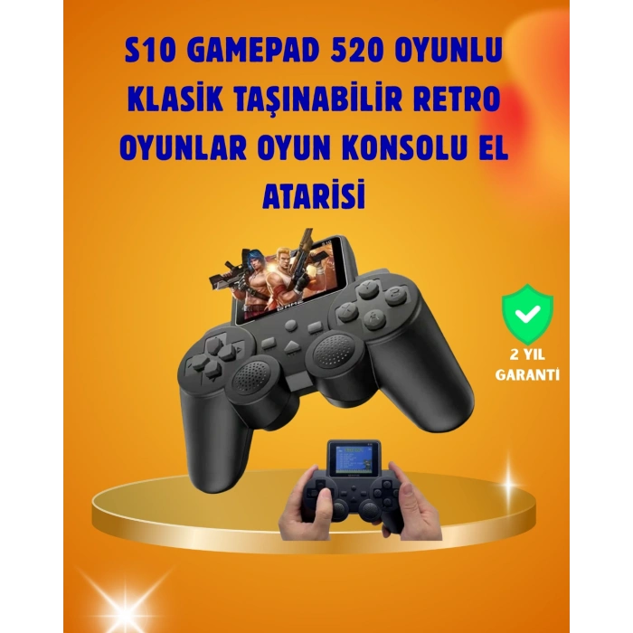 VipMarketim Çocuklar ve Yetişkinler İçin Uygun 500 Oyunlu Taşınabilir Mini Retro El Konsolu