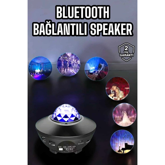 VipMarketim Çocuklara Özel Şarjlı Bluetooth Hoparlör Parti Led Lambası Yıldızlı Projeksiyon