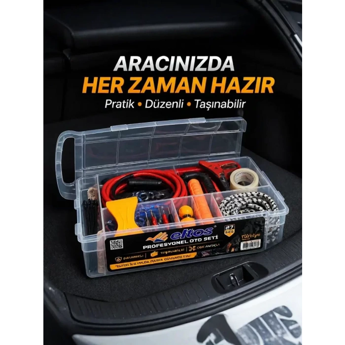 VipMarketim Çok Amaçlı 27 Parça Araç Acil Durum Ekipman Seti Düzenli Taşıma Kutulu