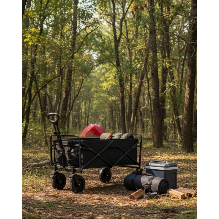 VipMarketim Çok Amaçlı Katlanabilir Kamp Arabası Bahçe Alışveriş Taşıma Vagonu