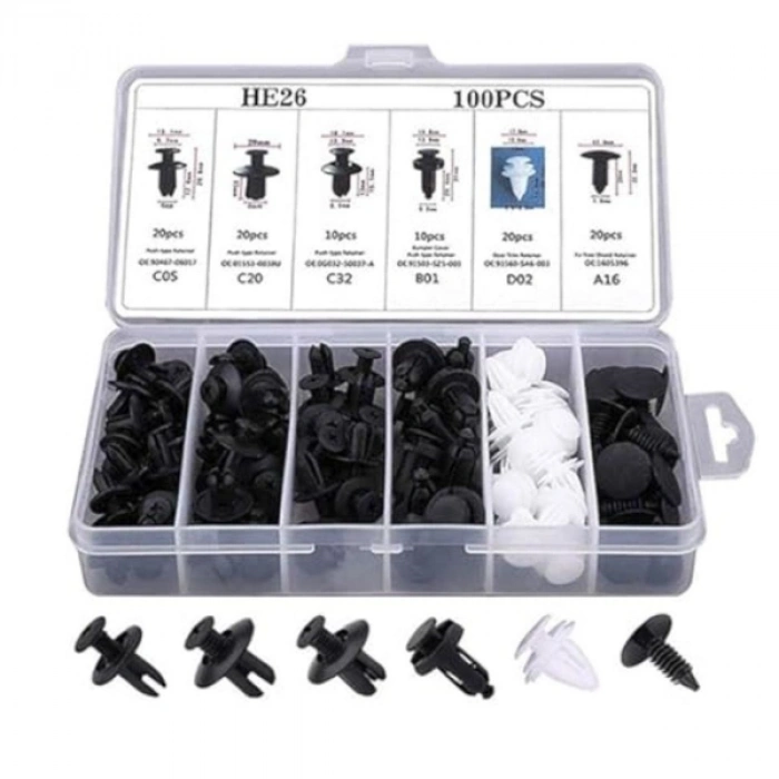 VipMarketim Çok Amaçlı Plastik Bağlantı Klipsi Seti 100 Parça