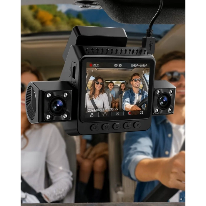 VipMarketim Çok Lensli Araç Kayıt Kamerası G Sensörlü Döngüsel Video Sistemi