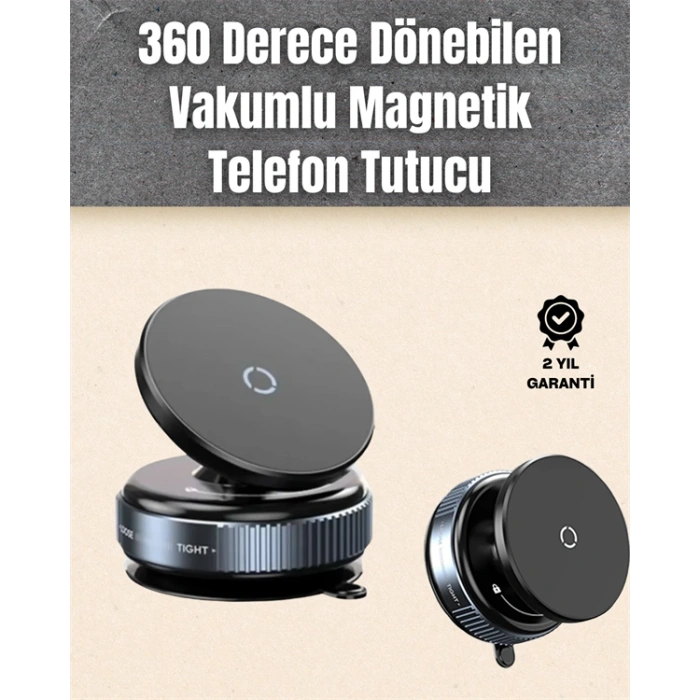VipMarketim Çok Yönlü Döner Başlıklı Vakumlu Araç Telefon Standı – Sert Yollarda Stabil Kullanım