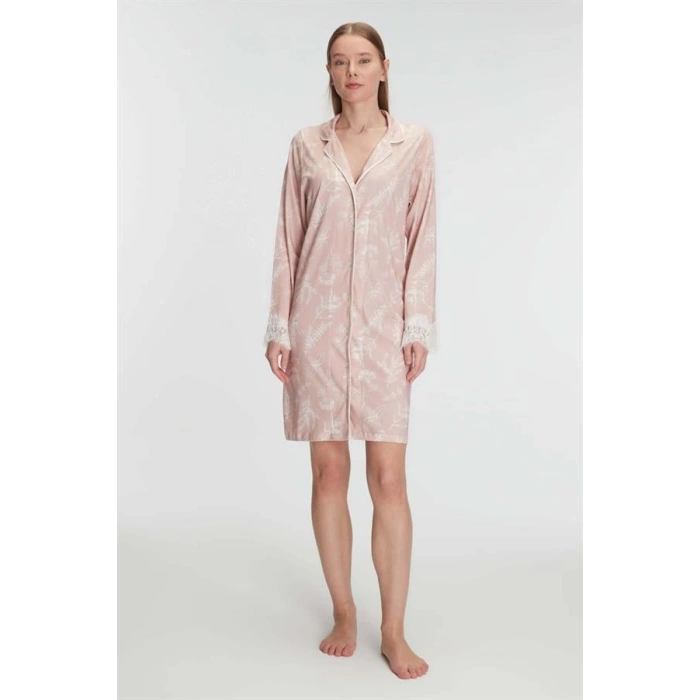 VipMarketim  Cotton Modal Uzun Kol Gecelik