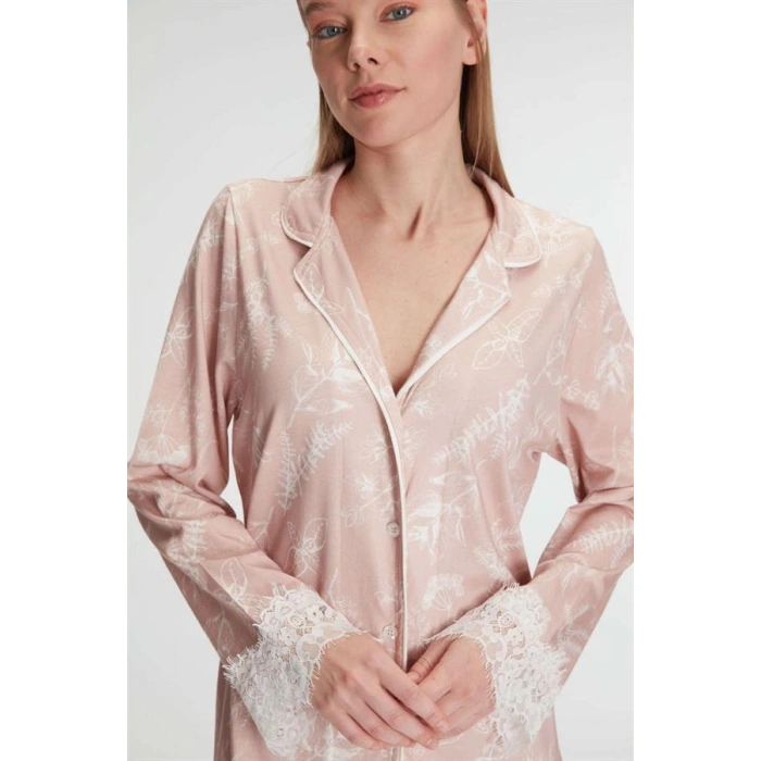 VipMarketim  Cotton Modal Uzun Kol Gecelik