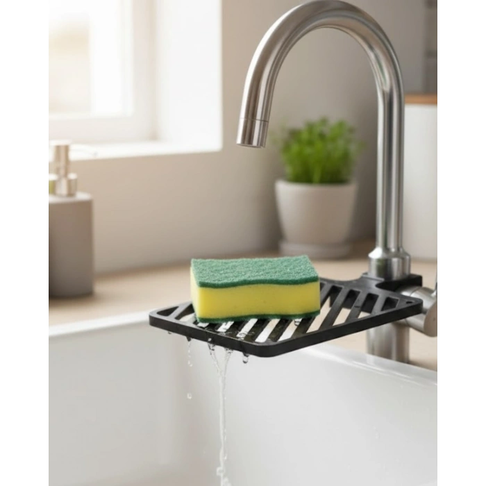 VipMarketim Damlama Tepsili Musluk Sünger Tutucu Tezgâh Üstü Düzenleyici