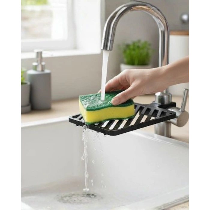 VipMarketim Damlama Tepsili Musluk Sünger Tutucu Tezgâh Üstü Düzenleyici