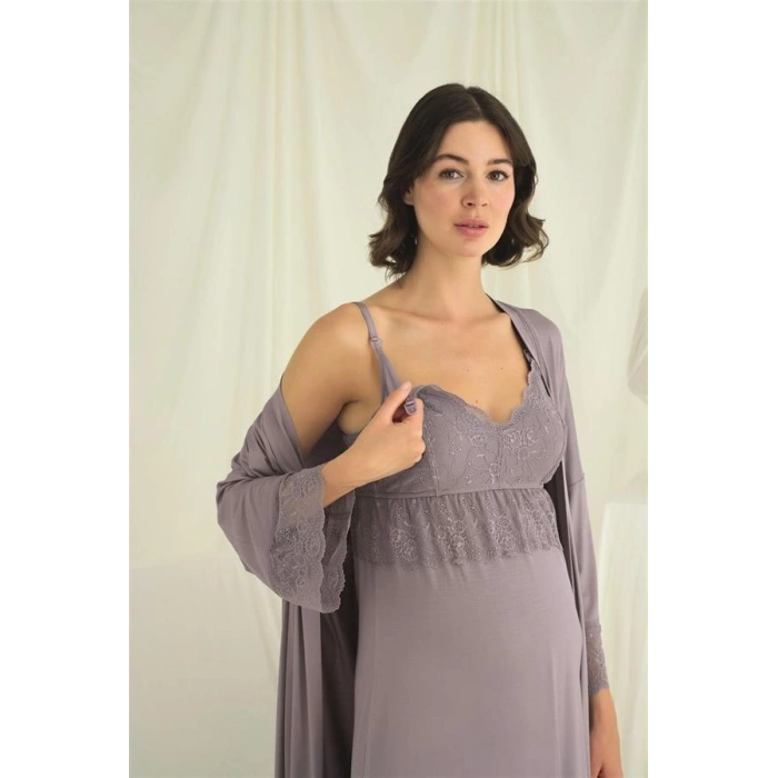 Vipmarketim Dantelli Hamile Lohusa Sabahlık Takımı