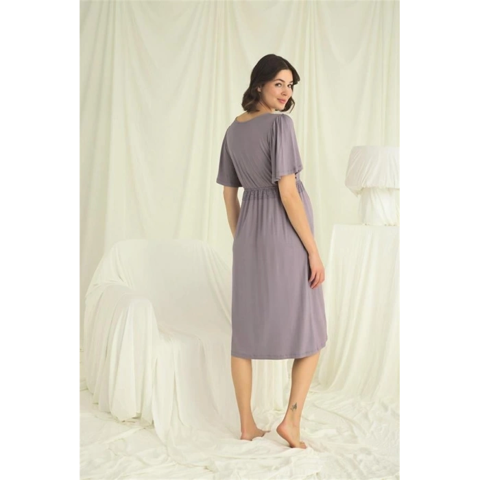 Vipmarketim Dantelli Önü Düğmeli Hamile Lohusa Gecelik