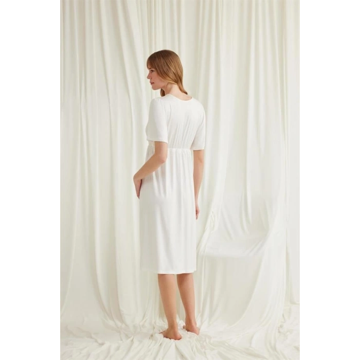 Vipmarketim Dantelli Önü Düğmeli Hamile Lohusa Gecelik