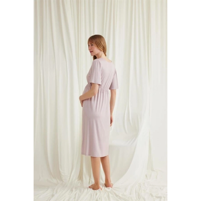 Vipmarketim Dantelli Önü Düğmeli Hamile Lohusa Viskon Gecelik