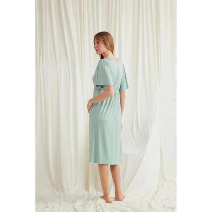 VipMarketim Dantelli Önü Düğmeli Hamile Lohusa Viskon Gecelik