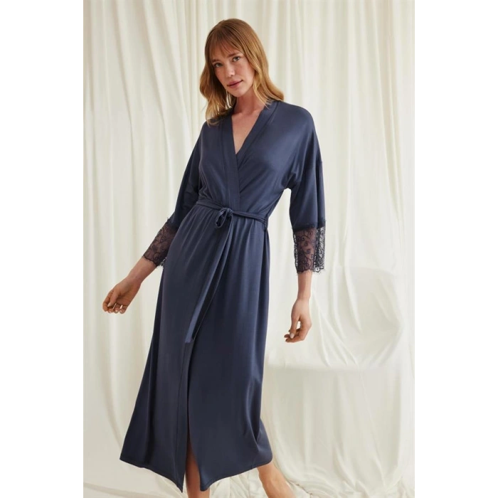 Vipmarketim Dantelli Ve Kuşaklı Sabahlık