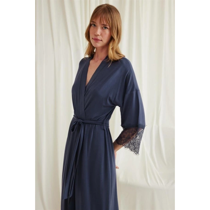 Vipmarketim Dantelli Ve Kuşaklı Sabahlık