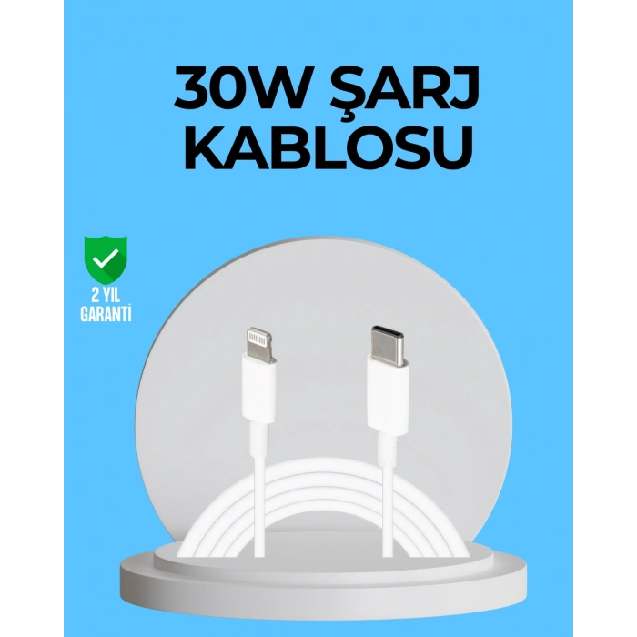 VipMarketim Dayanıklı TPE Lightning Kablo – 30W Hızlı Şarj ve Veri Transferi