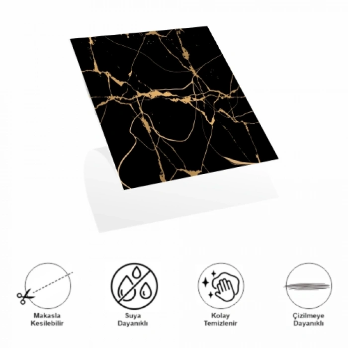 VipMarketim DecoHandy Yapışkanlı Pvc Yer Karosu 30x30cm 4Lü Paket - Black Edition 0,36m2