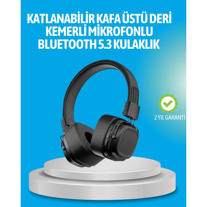 VipMarketim Deep Bass Destekli Kablosuz Katlanabilir Kulak Üstü Kulaklık