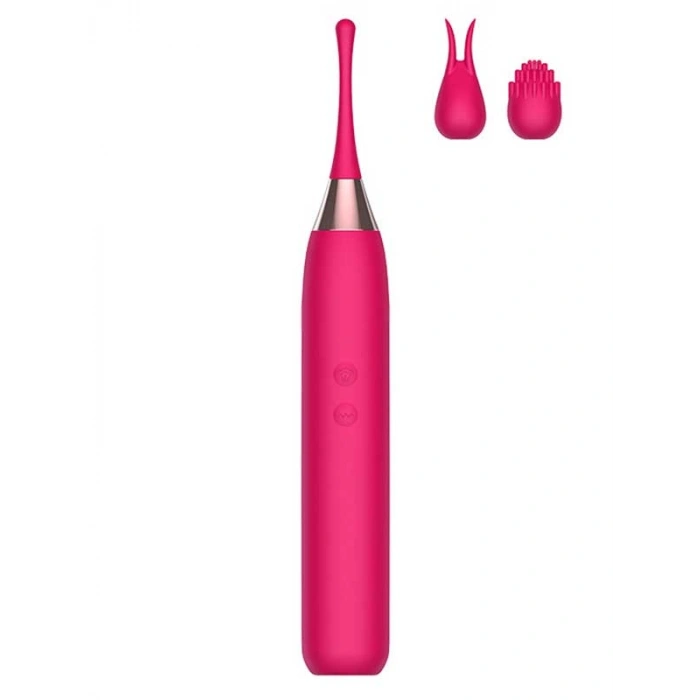 VipMarketim Değiştirilebilir Üç Başlıklı İnce Vibratör