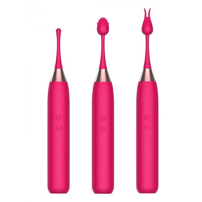 VipMarketim Değiştirilebilir Üç Başlıklı İnce Vibratör