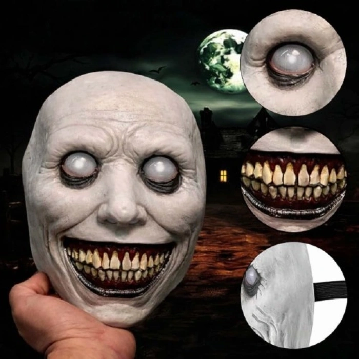VipMarketim Dehşet Gülüşlü Donuk Göz Efektli Korku Maskesi 22x18 cm