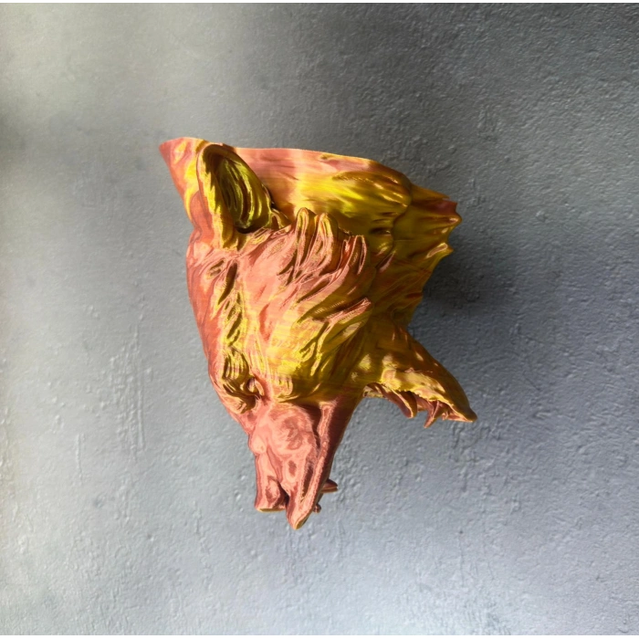 VipMarketim Dekoratif Asılabilir Jaguar Başı 3D Duvar Heykeli Gold Red 20x16 cm