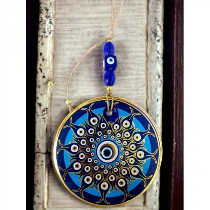 VipMarketim Dekoratif Desen Nazar Boncuklu Duvar Süsü Cam Duvar Dekoru