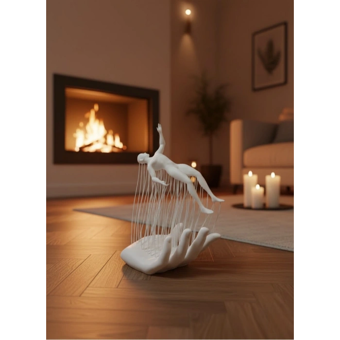 VipMarketim Dekoratif El Üzerinde İnsan Figürü Beyaz Minimal Sanatsal Biblo