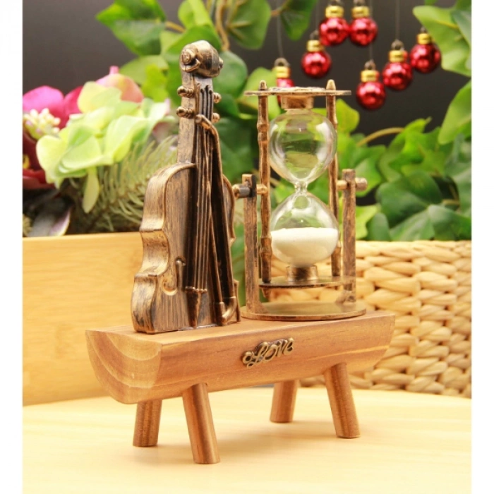 VipMarketim Dekoratif Keman Tasarımlı Kum Saati