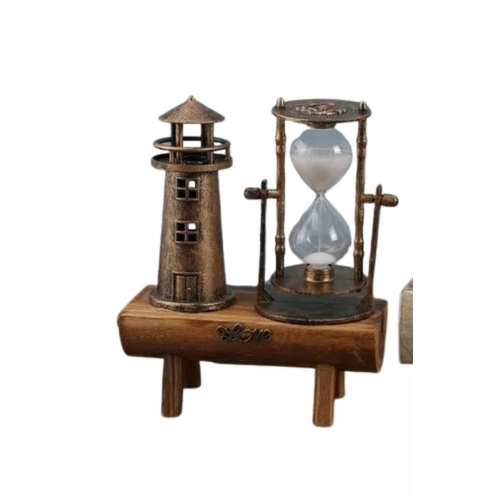 VipMarketim Dekoratif Kum Saati Deniz Feneri Retro Masa Hediyeli Eşya
