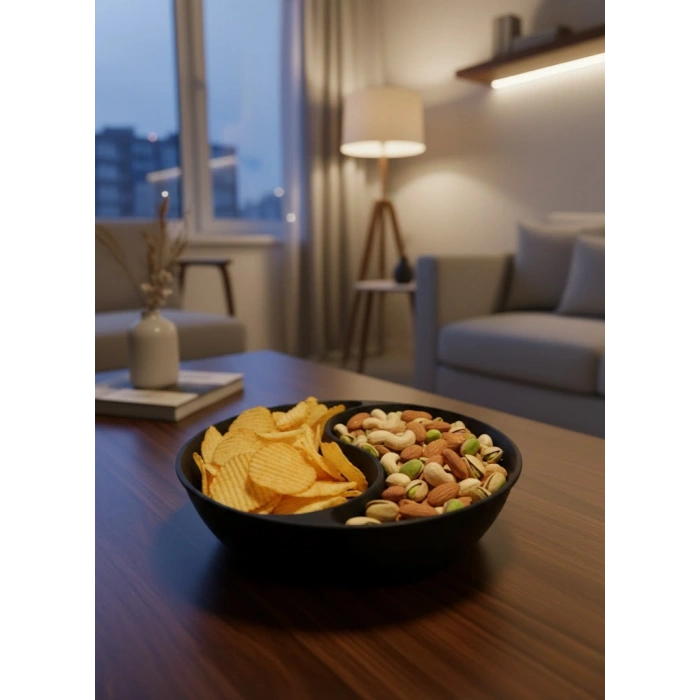 VipMarketim Dekoratif Siyah Çerezlik Kase 4’lü Set 3x12 cm