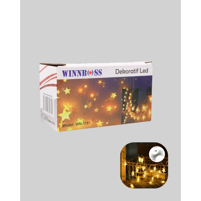 VipMarketim Dekoratif Yıldız Led Aydınlatma 20 Ledli 5 Metre Günışığı
