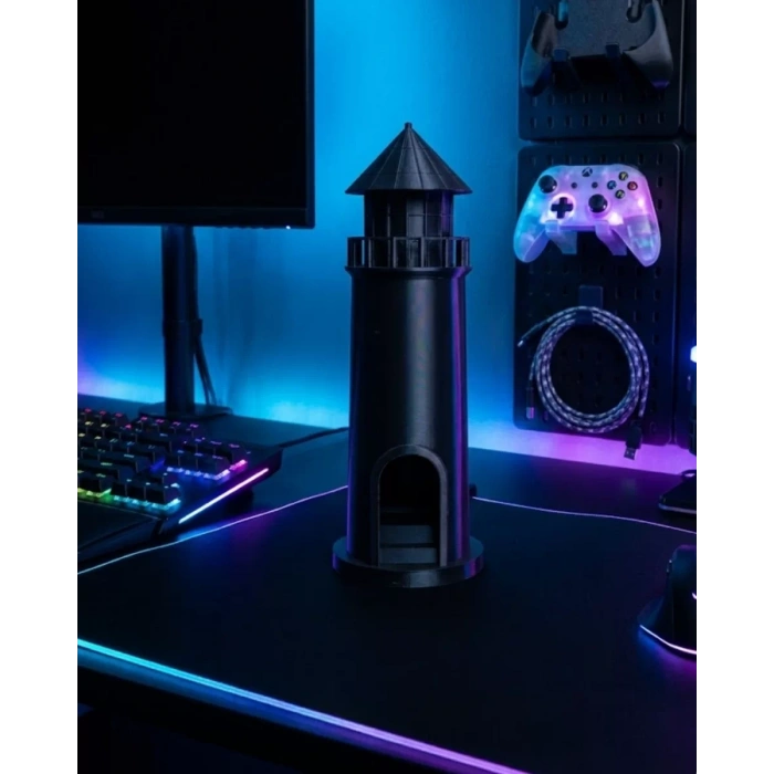 VipMarketim Deniz Temalı 3D Siyah Deniz Feneri Dekoratif Hediyelik Obje