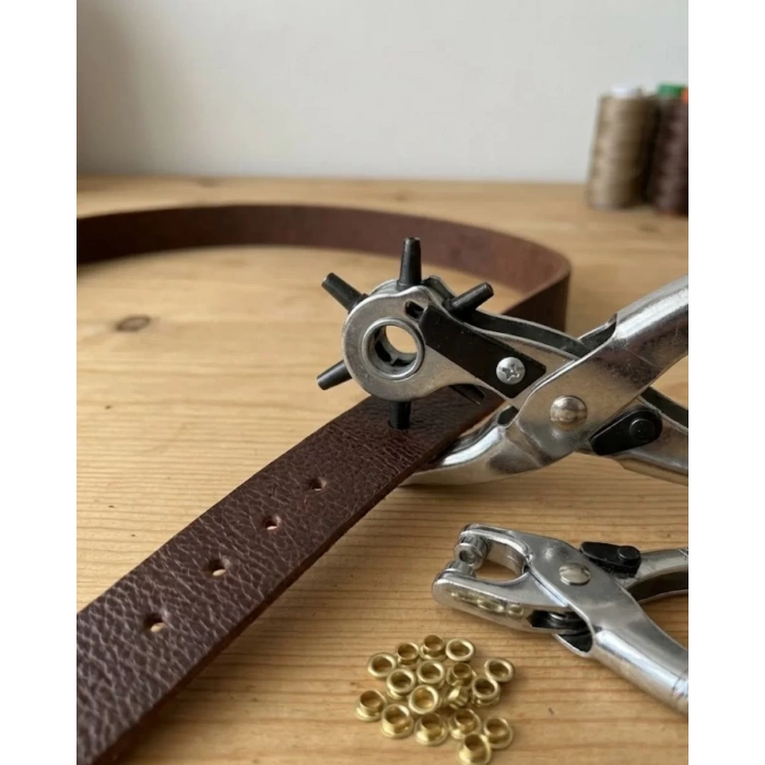 VipMarketim Deri Delme Aparatı 2li Kemer Çanta Ayakkabı Delme Pensesi Seti