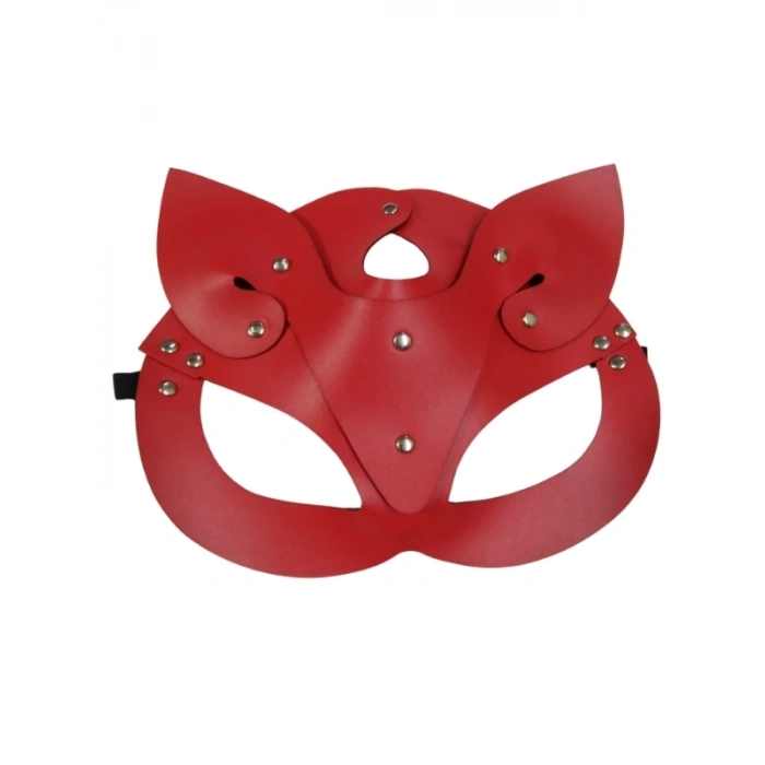 VipMarketim Deri Kedi Kız Maskesi Kırmızı