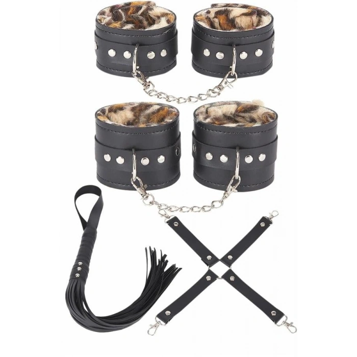 VipMarketim  Deri Leoparlı 4lü Harness Set