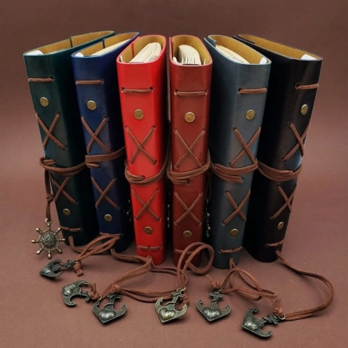 VipMarketim Deri Pusula Tasarımlı Defter