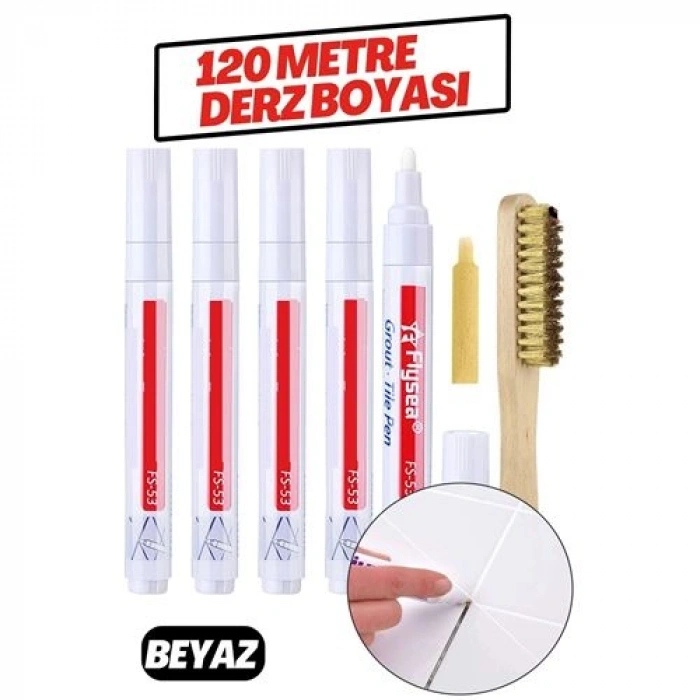 VipMarketim Derz Arası 120 Metre Boyama Rötüş Kalemi BEYAZ