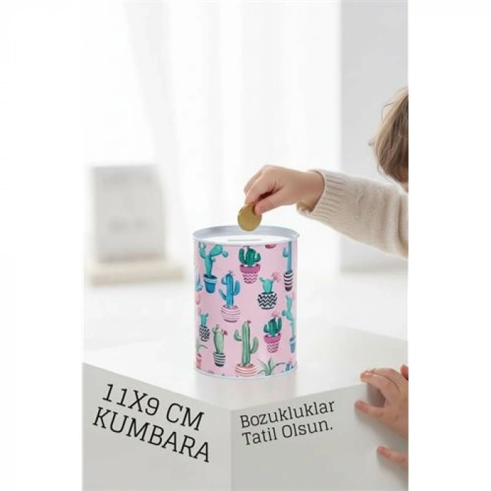 VipMarketim Desenli Metal Kumbara | 11x9 cm - Tasarruf ve Dekorasyon Bir Arada