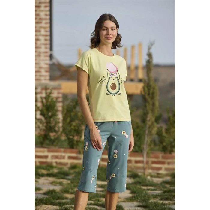 VipMarketim Desenli Ve Baskılı Yoga Sport Kapri Takımı