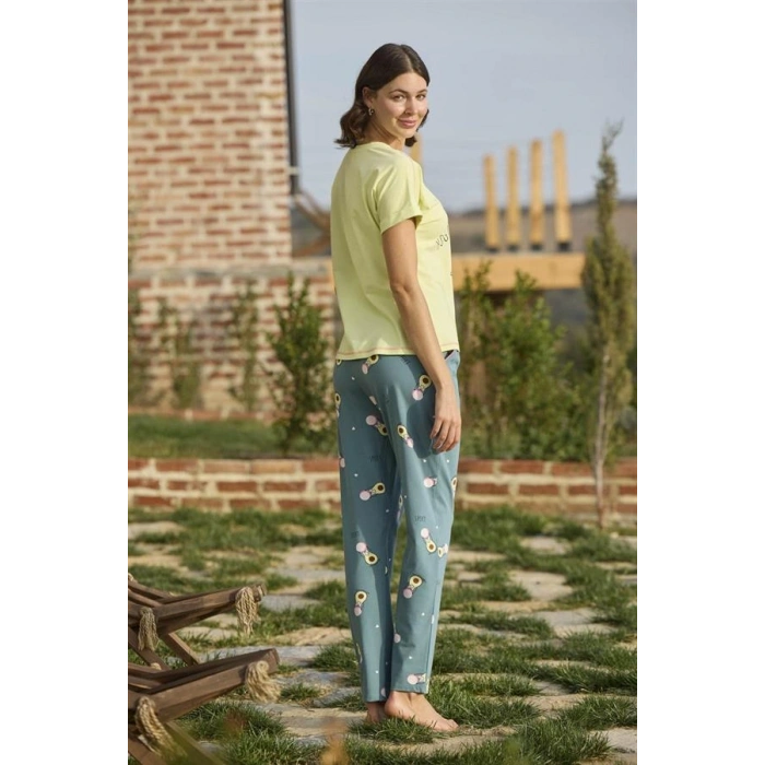 VipMarketim Desenli Ve Baskılı Yoga Sport Pijama Takımı