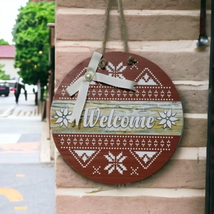 VipMarketim Dijital Baskı Welcome Kapı Süsü 30 Cm Kapı Süsü