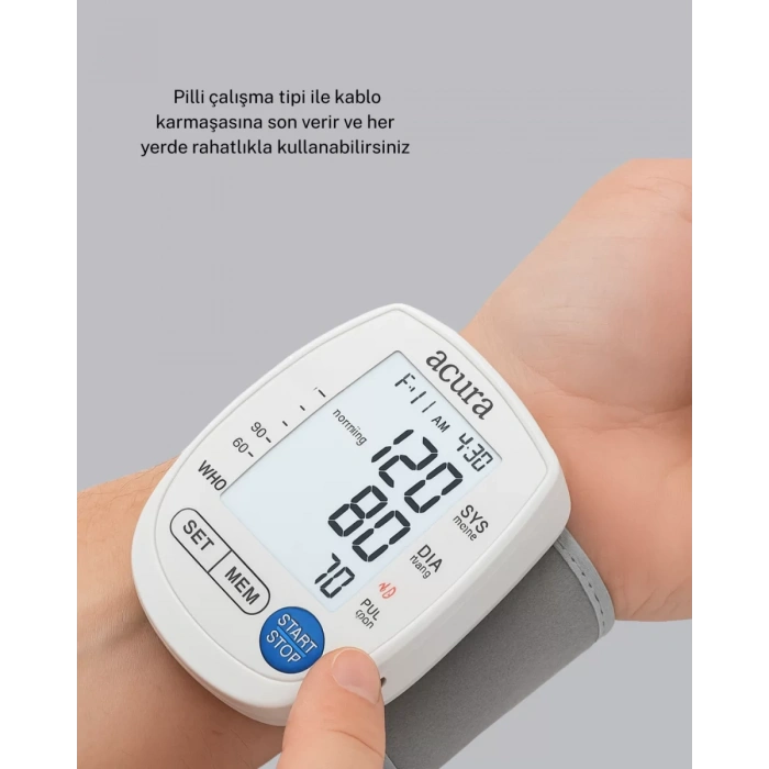 VipMarketim Dijital Bilek Tansiyon Aleti Çift Güç Kaynaklı HD Ekranlı